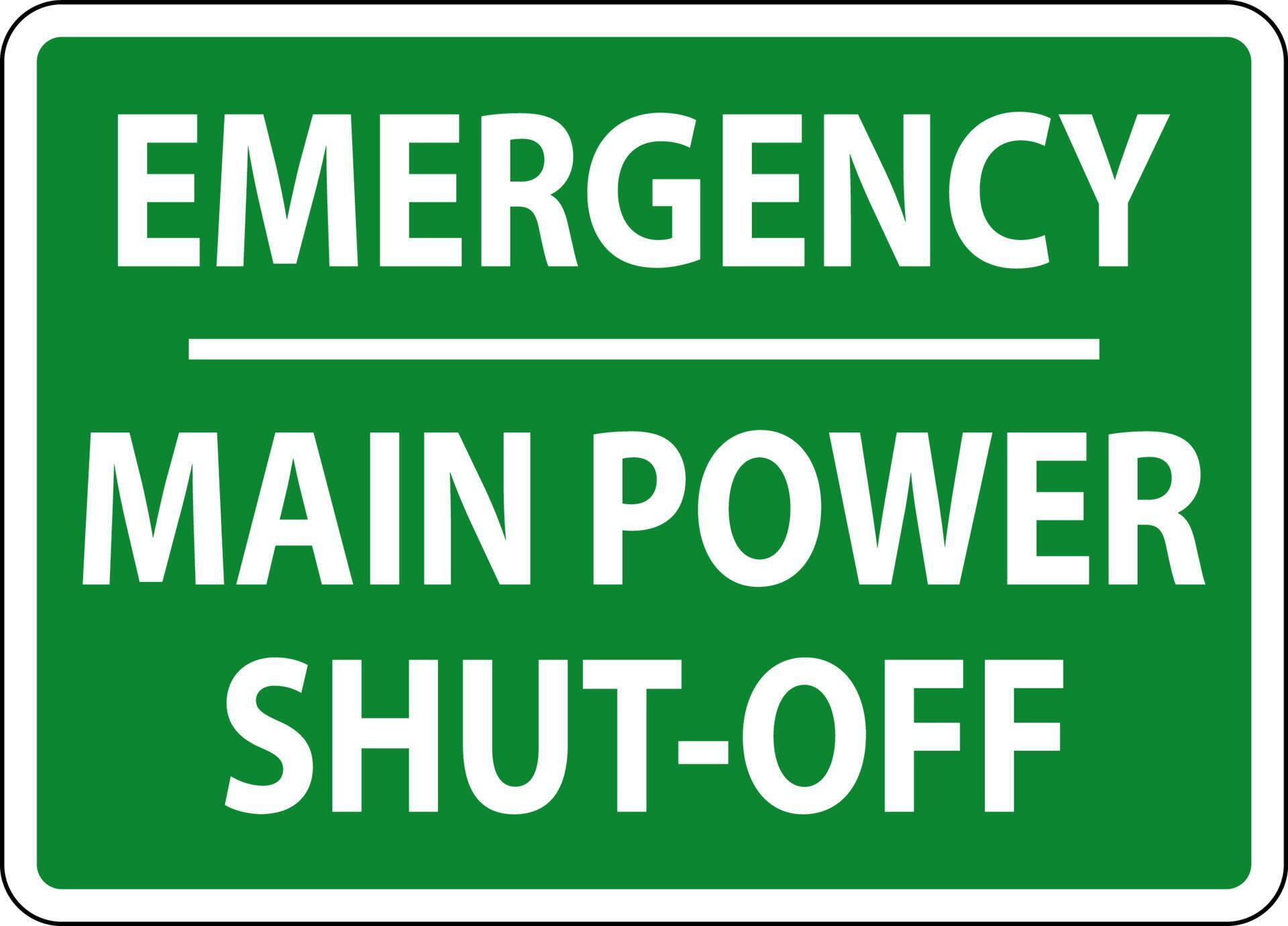 Emergency Main Power Shut-Off Sign On White Background 21336136 Vector