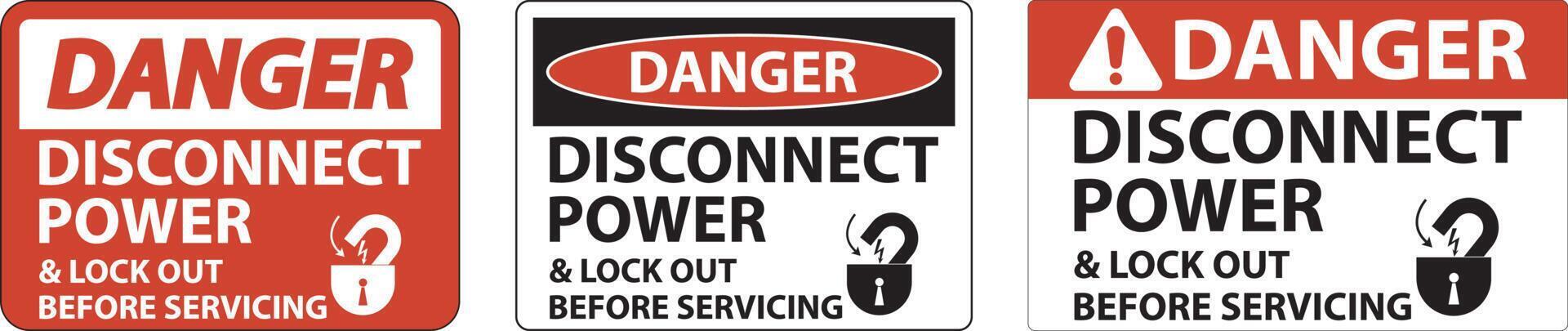 Danger Disconnect Power Label On White Background vector