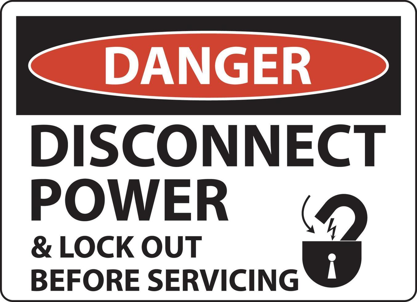 Danger Disconnect Power Label On White Background vector