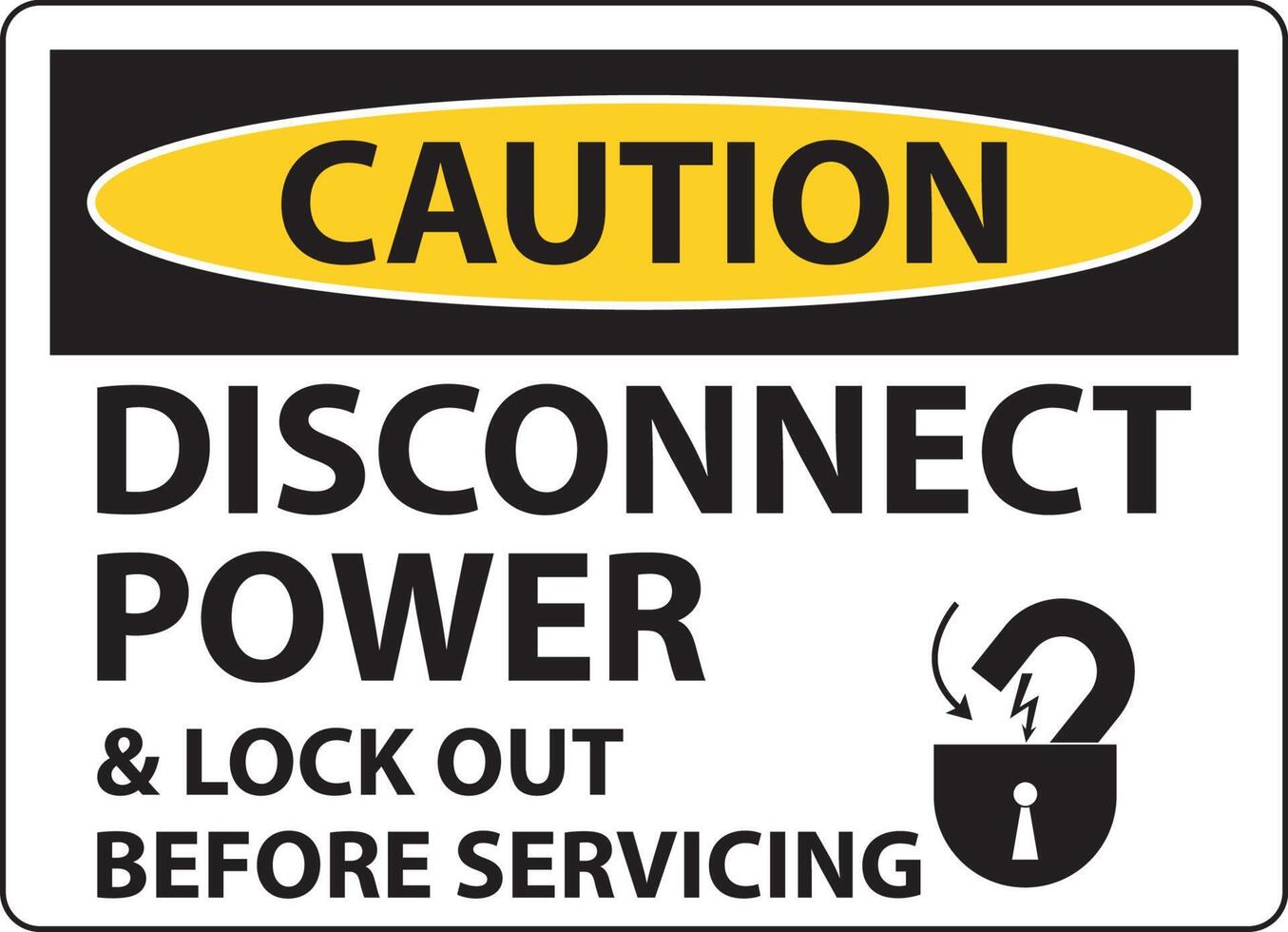 Caution Disconnect Power Label On White Background vector