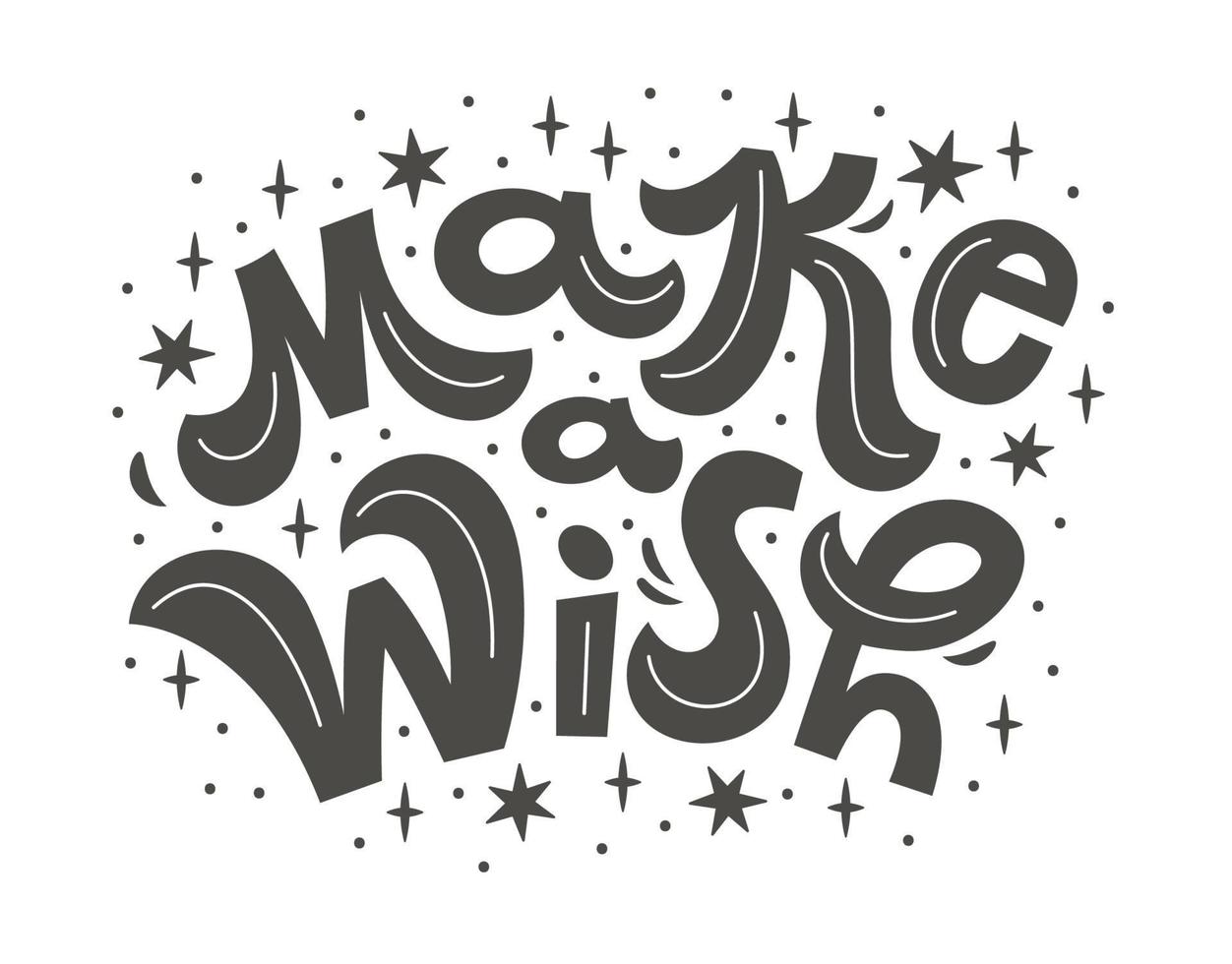 Vector illustration of make a wish text with stars.