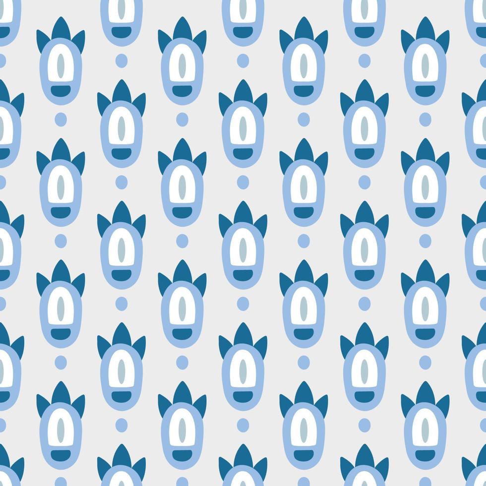 Vector seamless pattern with traditional Asian eye and paw ornament.