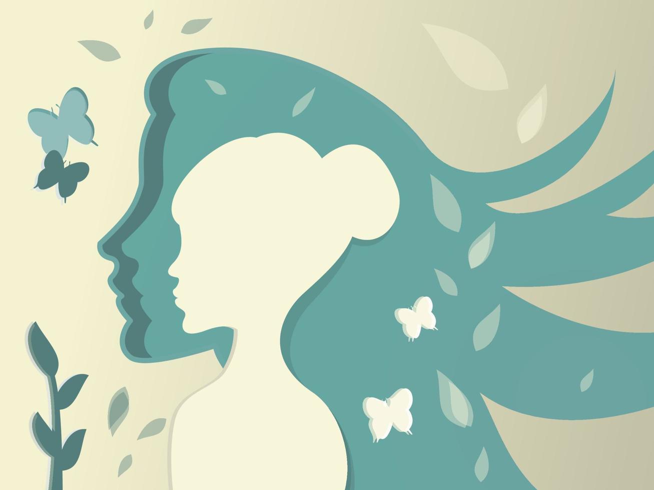 Flat illustration on a theme girl on the side, art vector