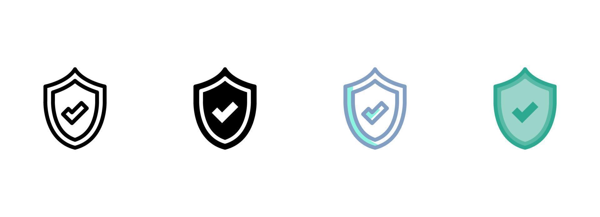 Simple vector icon on a theme shield, protection