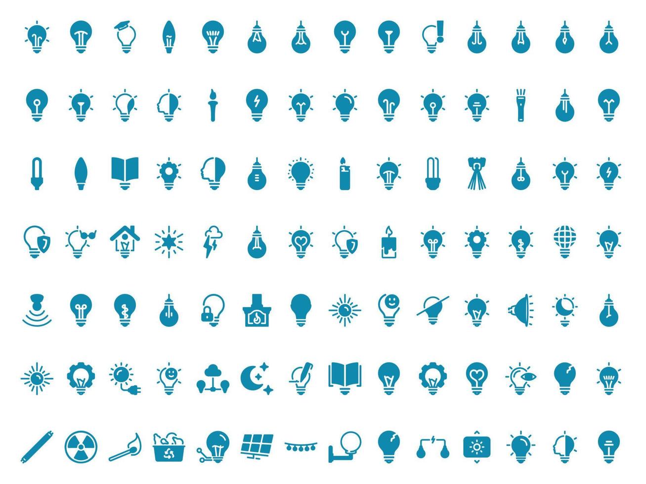 Simple vector icon on a theme lighting, light bulb and types of lighting