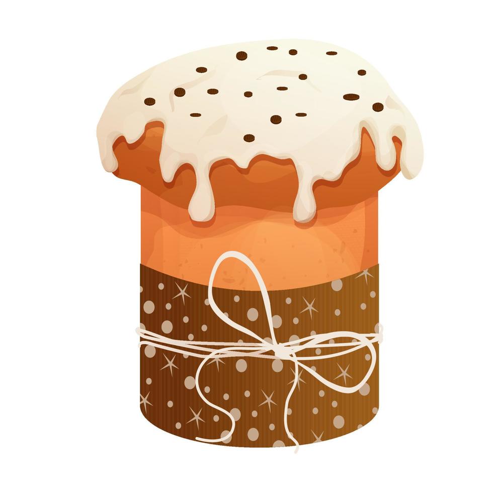 Panettone traditional cake in cartoon style isolated on white background. Vector illustration