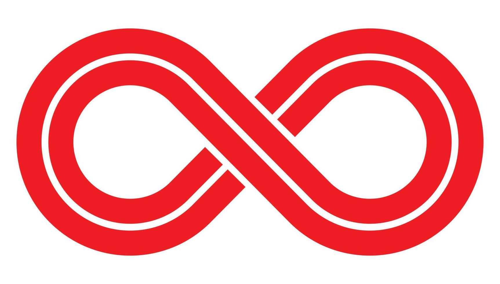 rojo infinito firmar con blanco raya vector