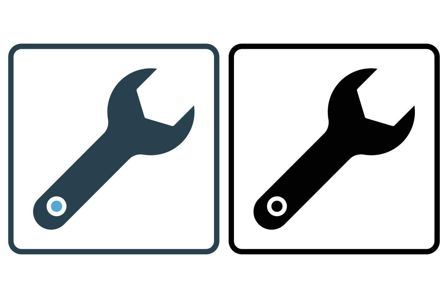 Wrench icon illustration. icon related to tool. Solid icon style. Simple vector design editable