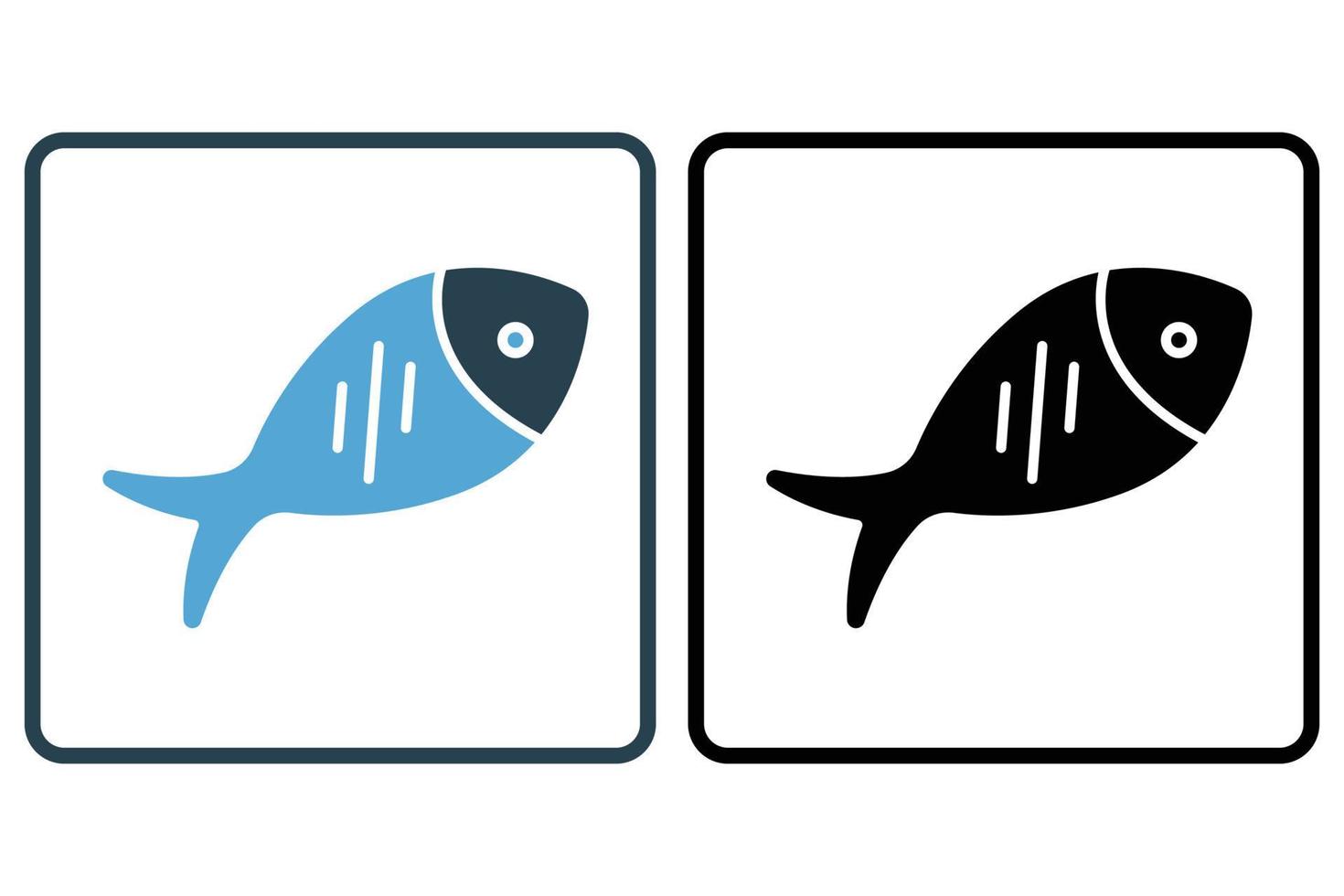 Fish icon illustration. icon related to seafood. Solid icon style. Simple vector design editable
