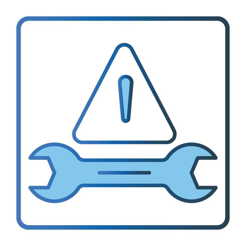 Warning icon with wrench. icon related to tool. Two tone icon style, lineal color. Simple vector design editable