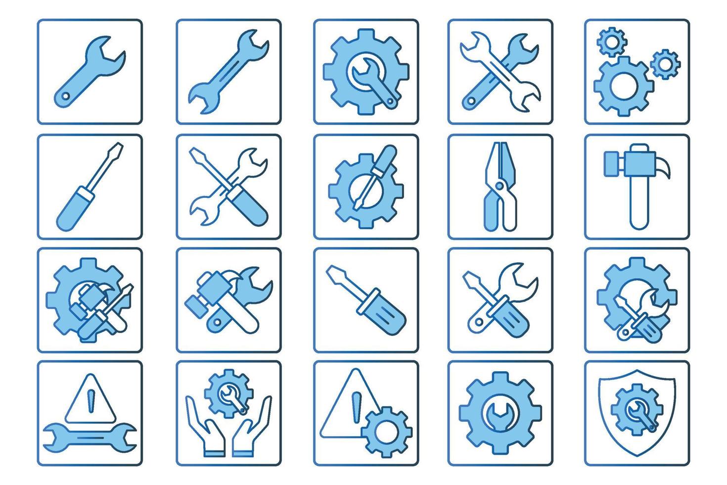 Tool set icon. icon related to maintenance, repair, service. Two tone icon style, lineal color. Simple vector design editable