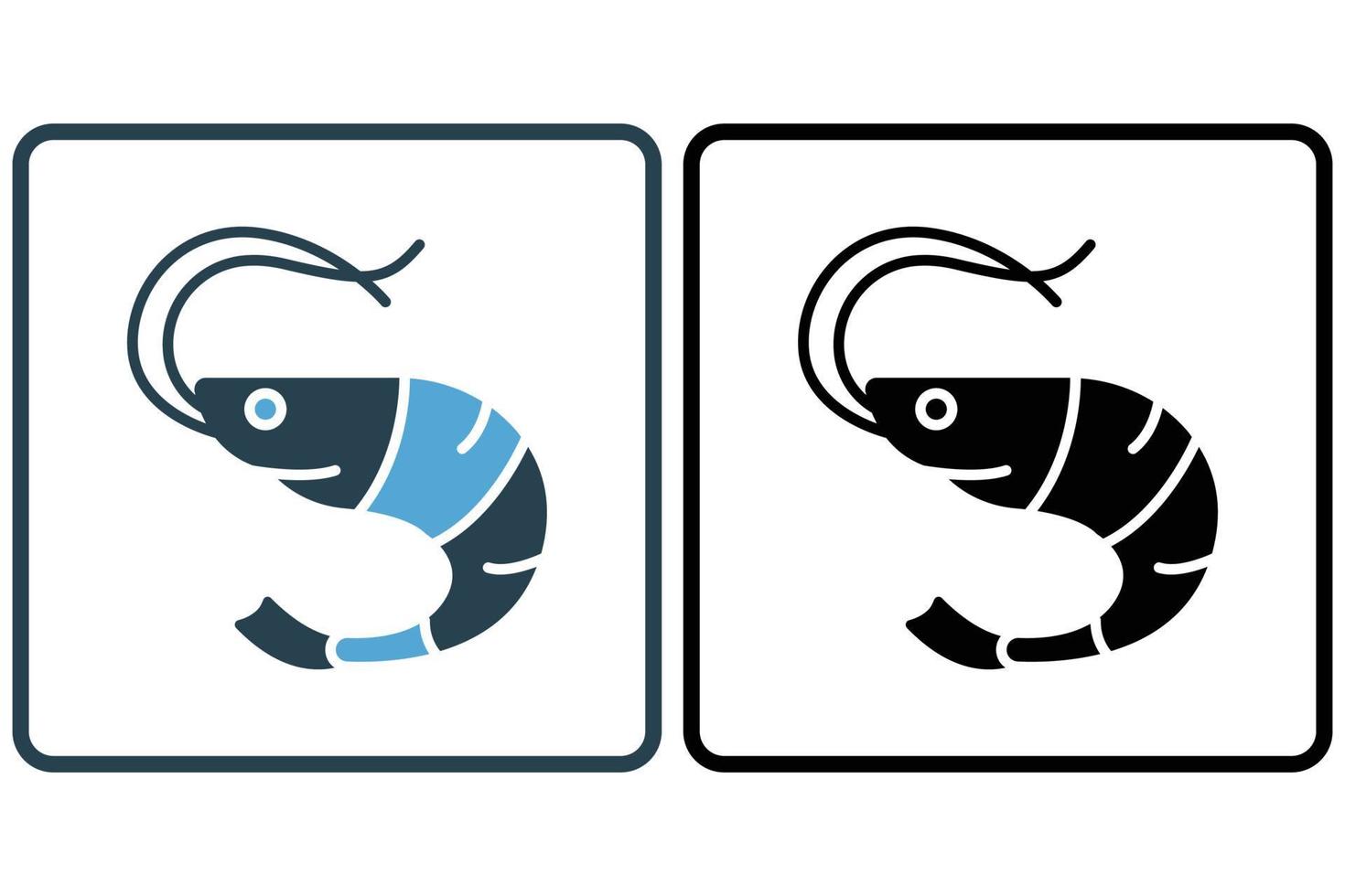 Shrimp icon illustration. icon related to Seafood. Solid icon style. Simple vector design editable