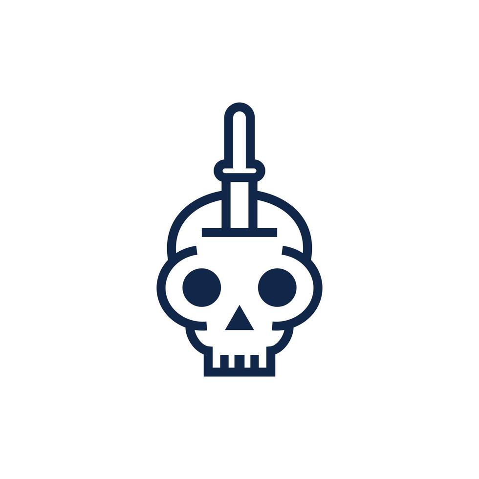 Skull head dagger creative logo design vector