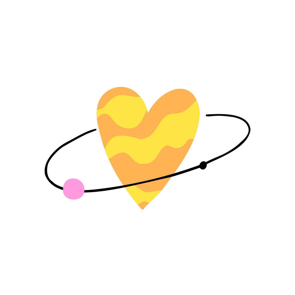 the planet at the shape of the heart is painted with hands. vector illustration in flat style