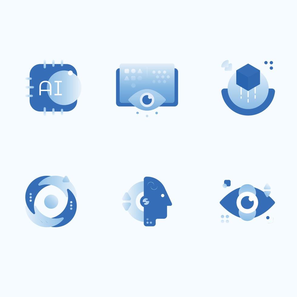 AI artificial intelligence icons vector