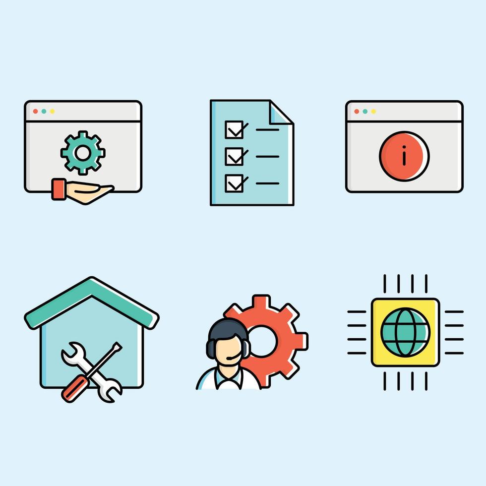 it support services solution icons vector