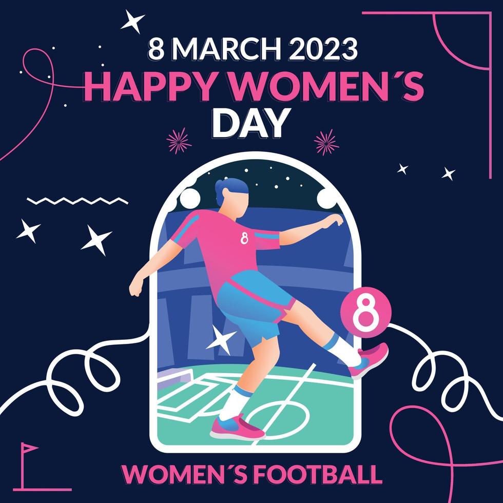 enviar contento De las mujeres día 8 marzo 2023 para fútbol americano mujer vector