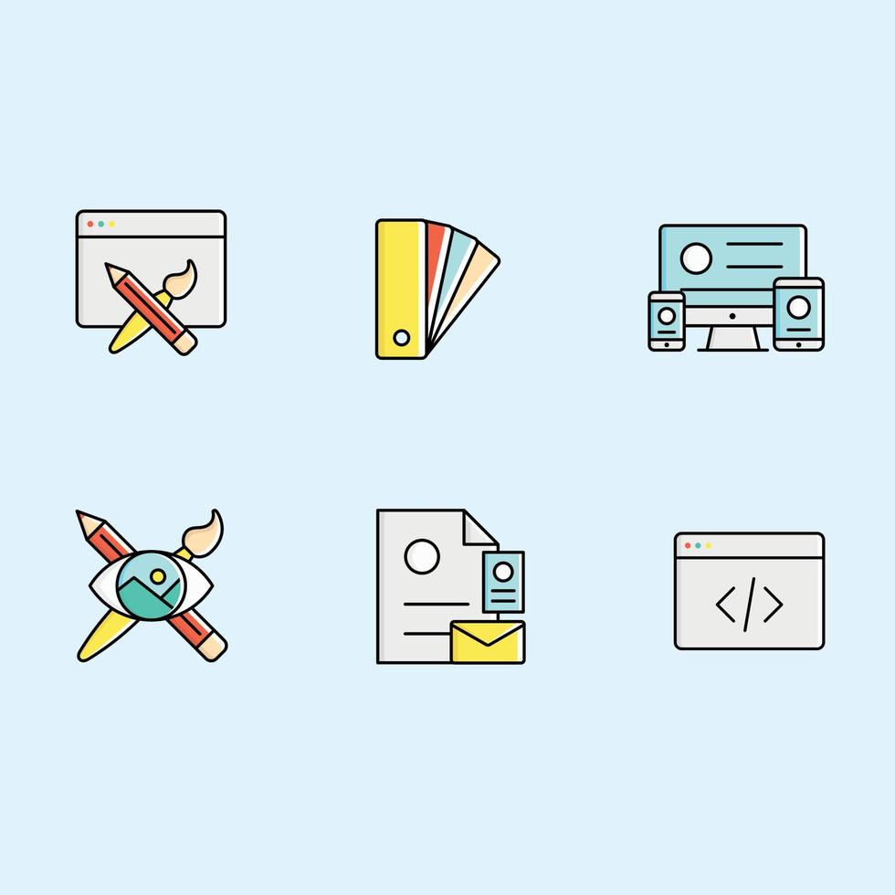 Multiple icons for product design and development vector