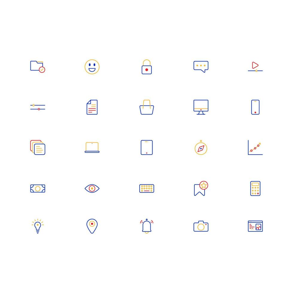 Interface outline icon set. Vector illustration.
