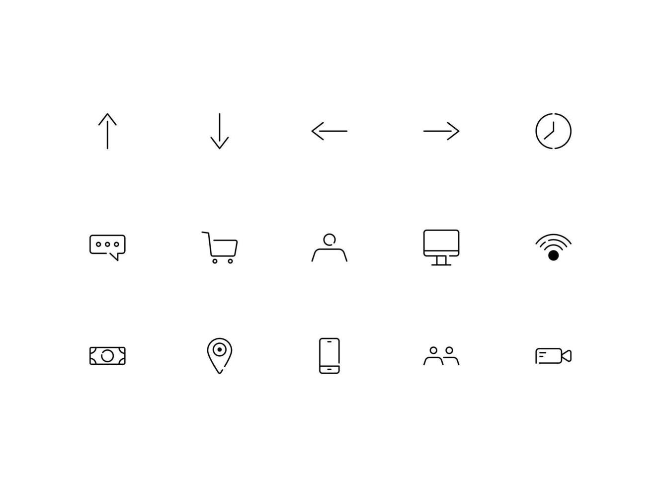 Interface outline icon set. Vector illustration.