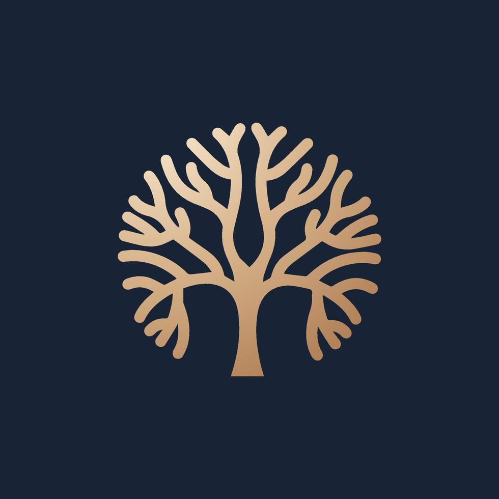 Luxury and modern Line art tree logo design vector