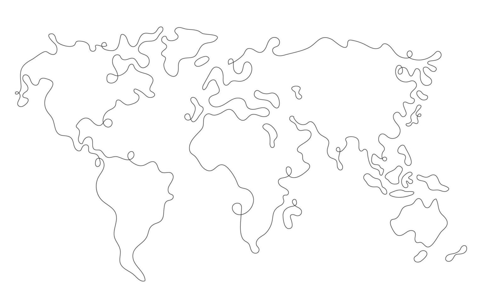 One Line Art World Map vector