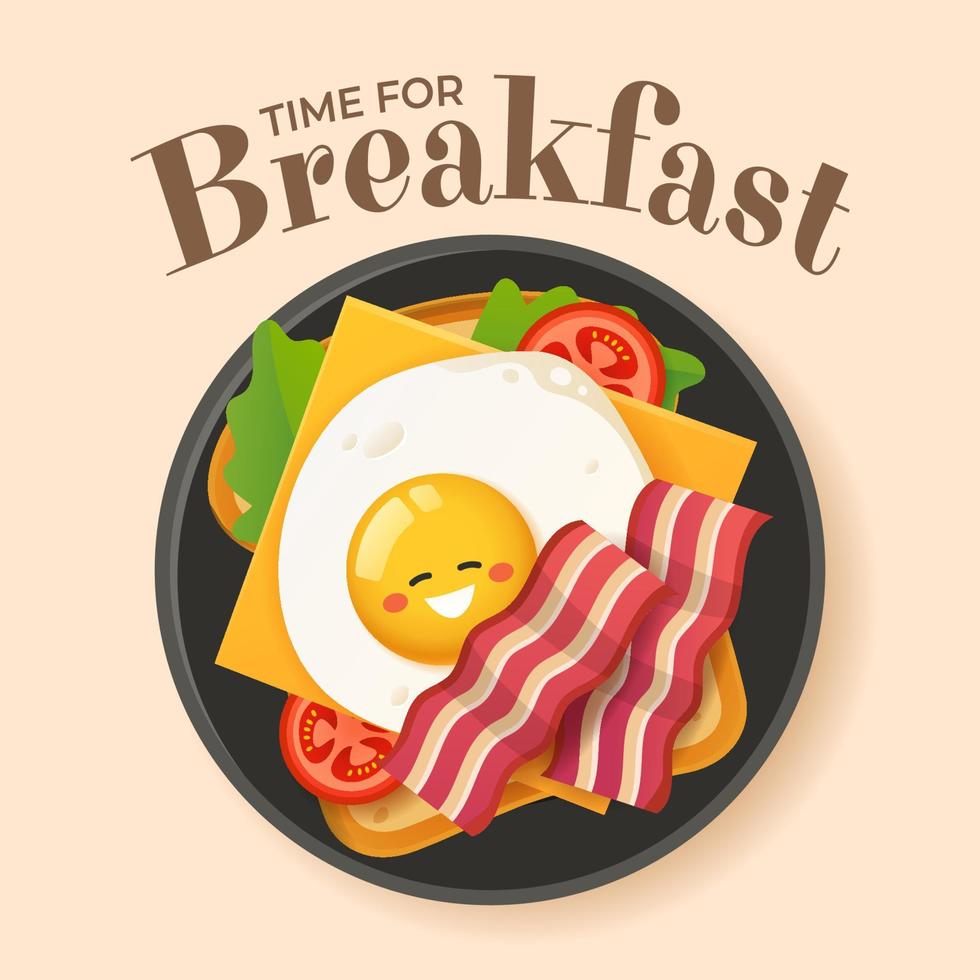 Breakfast Time With Sunny Side Up vector