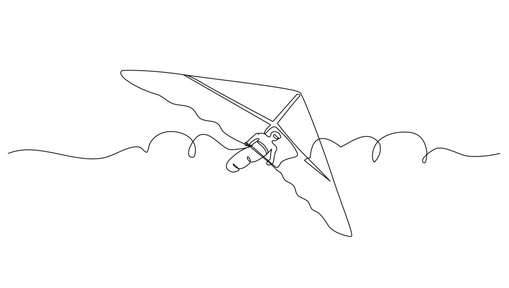 Continuous line art Hang gliding for vector illustration