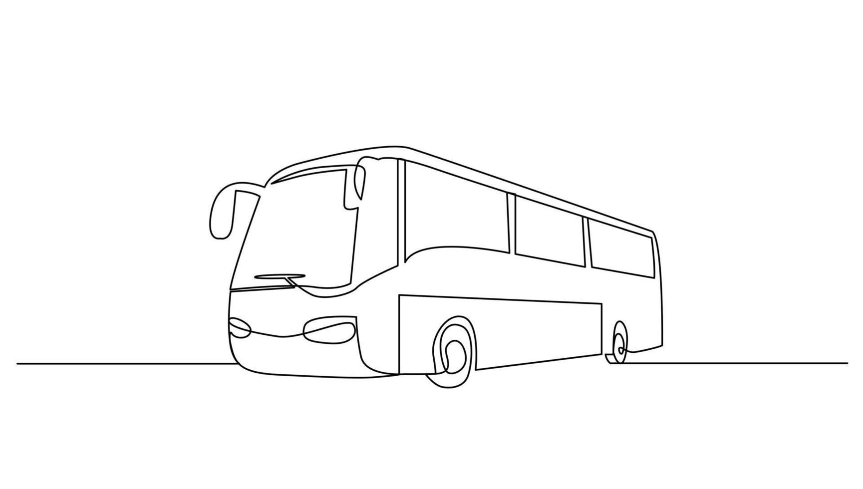 Continuous line art or One Line drawing bus for vector illustration
