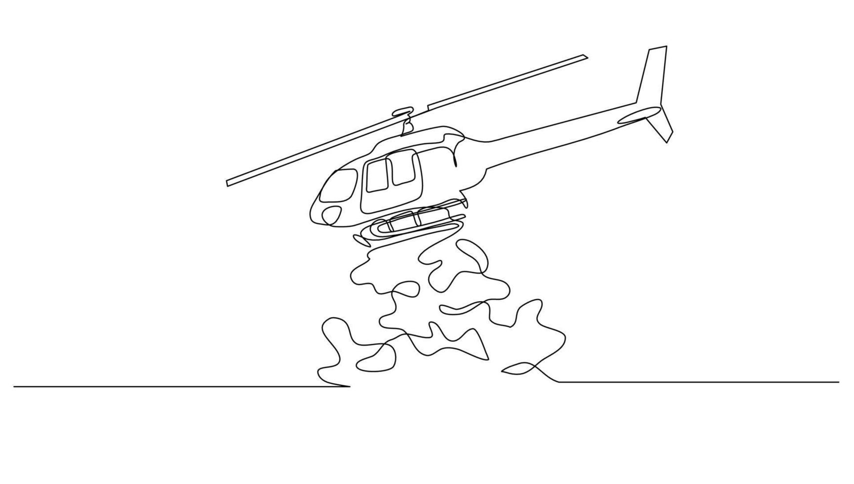 Continuous Line Art Air Transport Helicopter vector