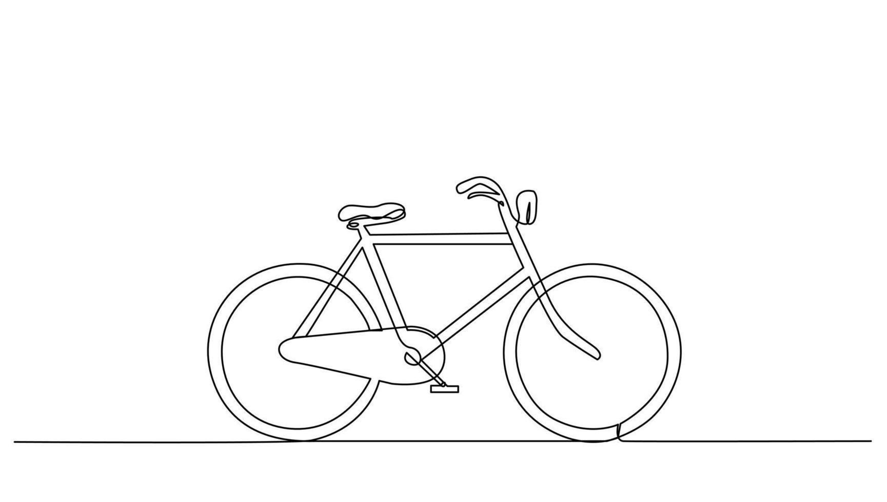 continuous line art old bicycle transport for vector illustration, public vehicle concept