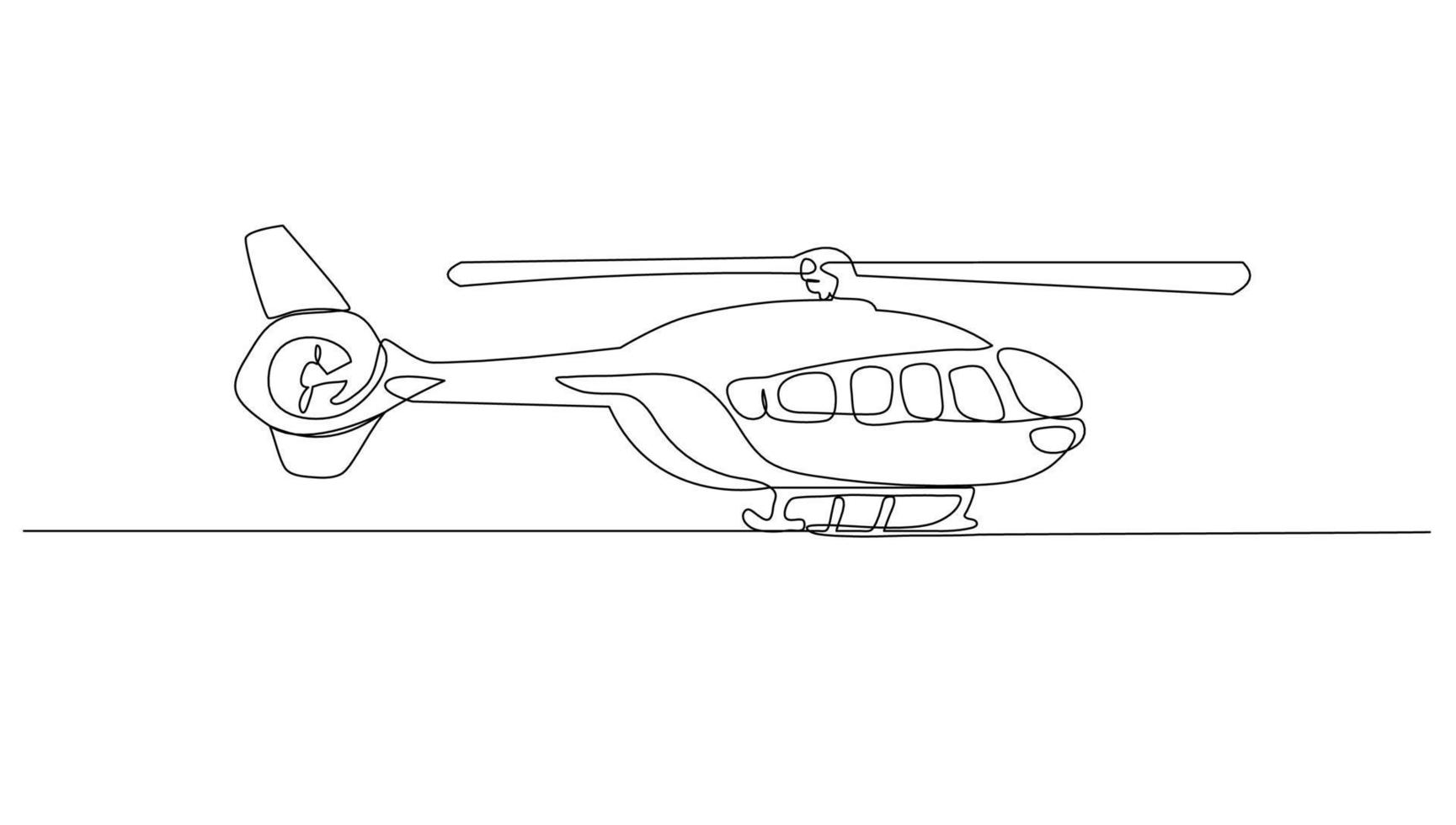 Continuous Line Art Air Transport Helicopter vector