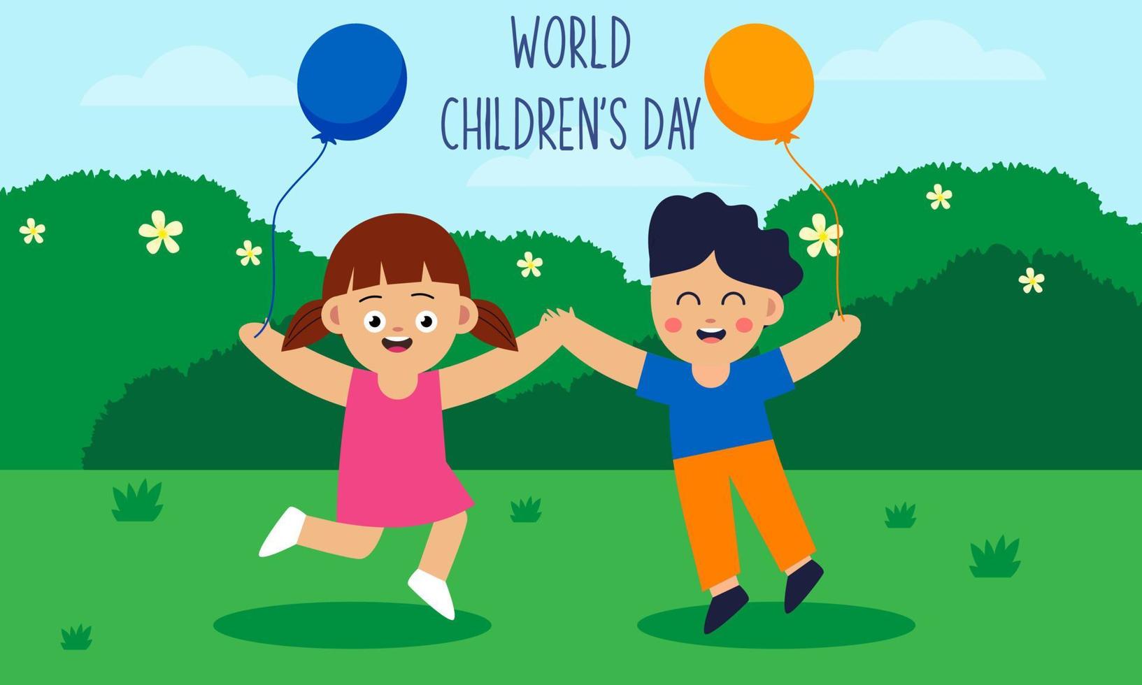 Flat world children's day background vector