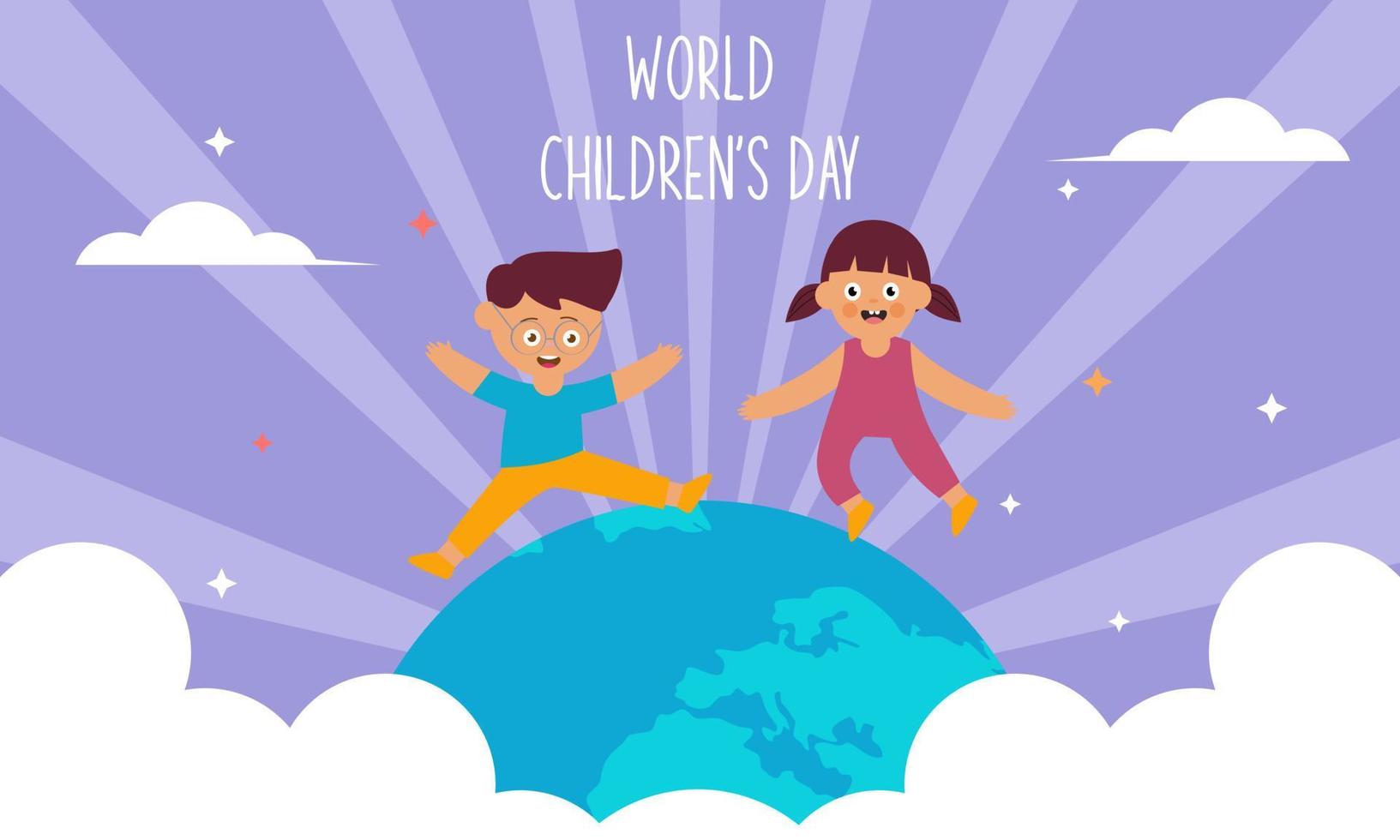 Flat world children's day background vector