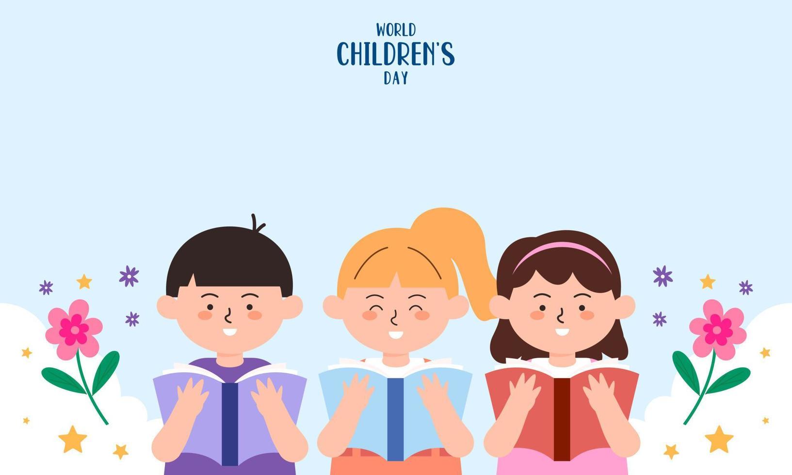 Flat world children's day background vector