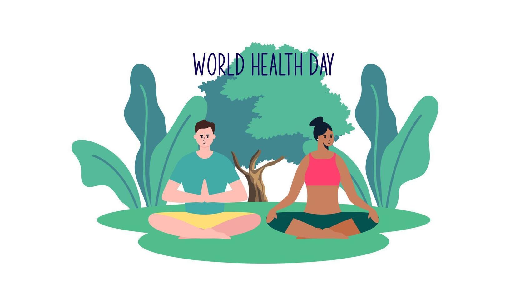 World health day illustration concept with characters people illustration vector