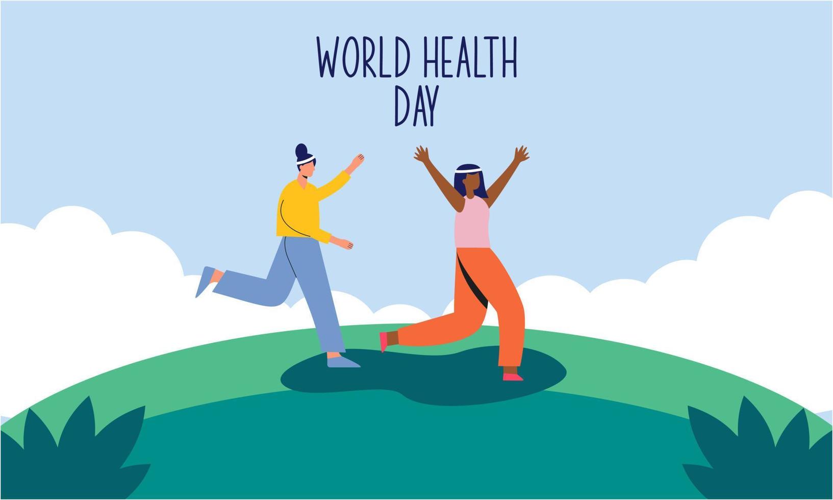 World health day illustration concept with characters people illustration vector
