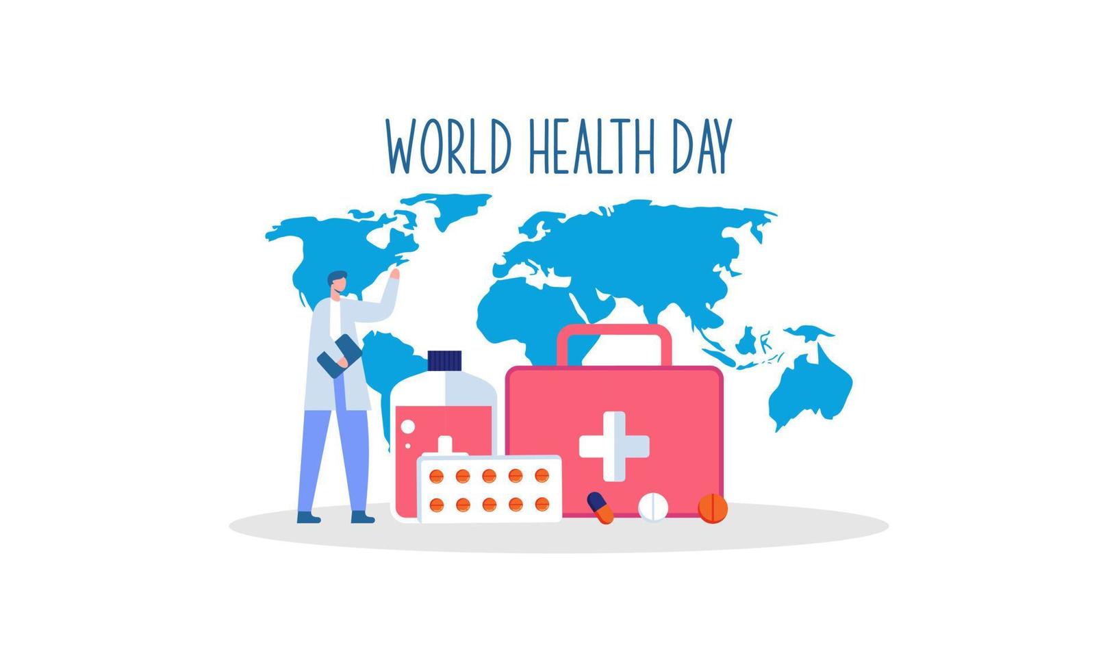 World health day illustration concept with characters people illustration vector