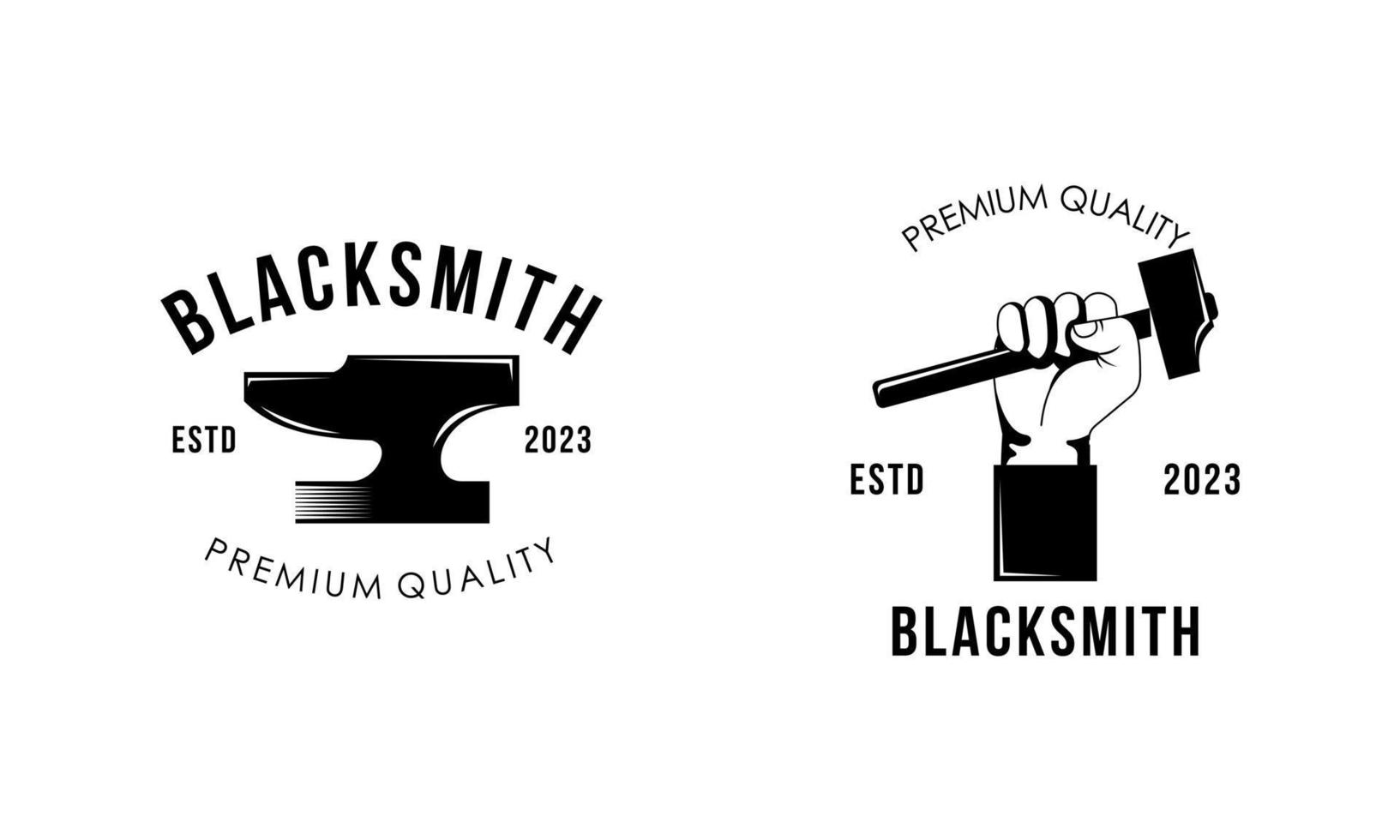 Blacksmith and iron works emblems design element for logo vector