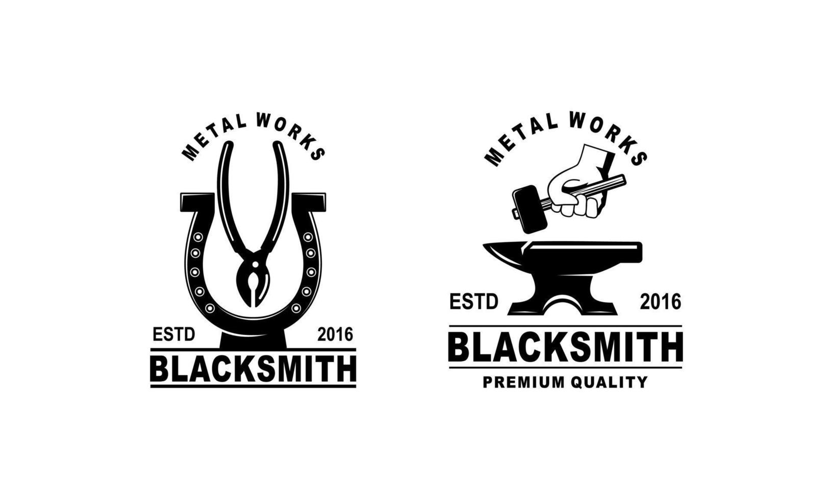 Blacksmith and iron works emblems design element for logo vector