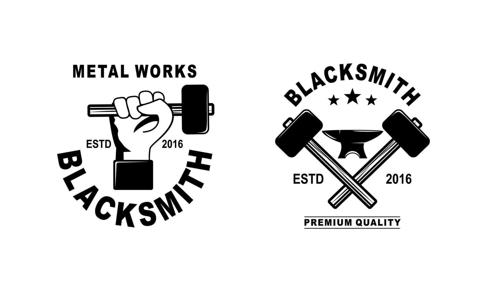 Blacksmith and iron works emblems design element for logo vector