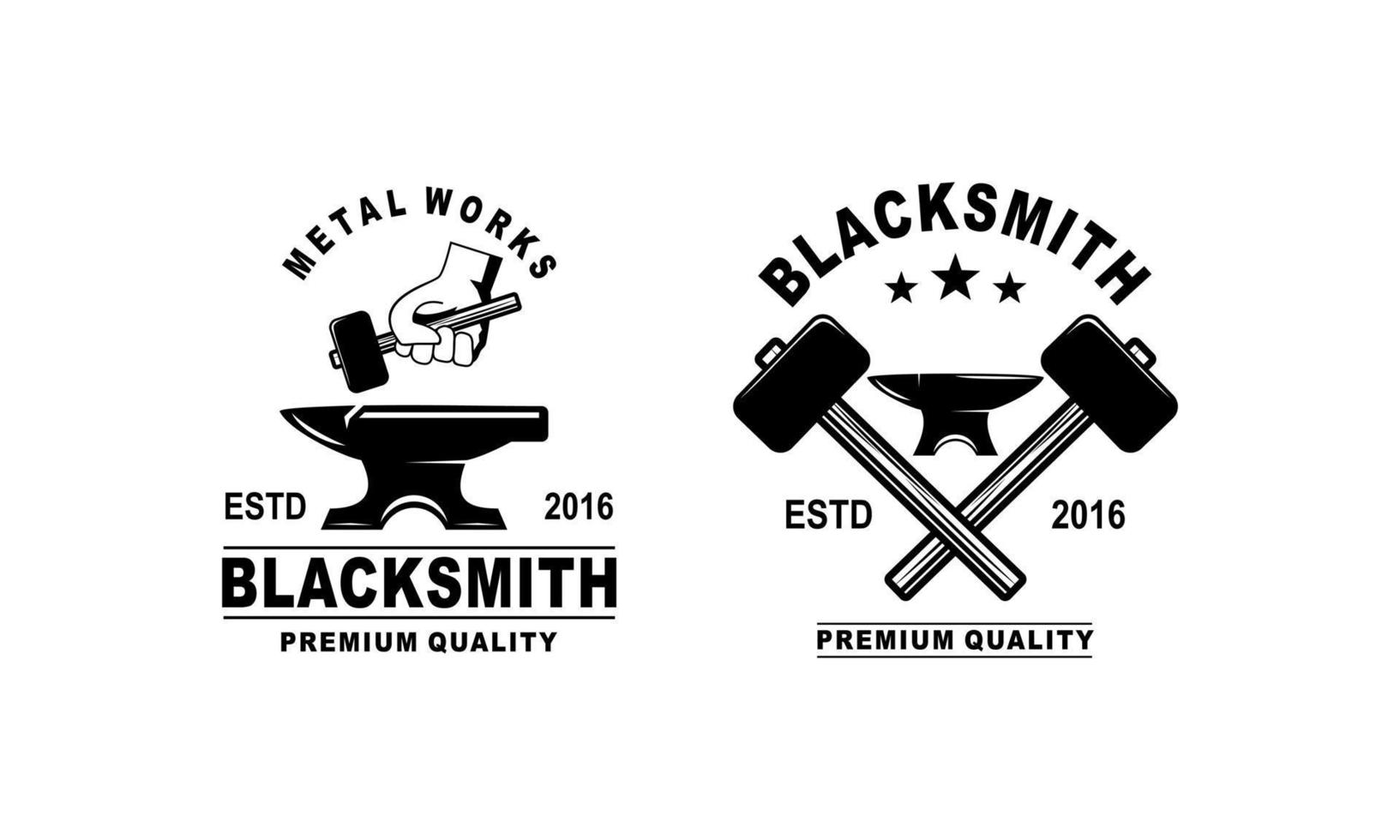 Blacksmith and iron works emblems design element for logo vector