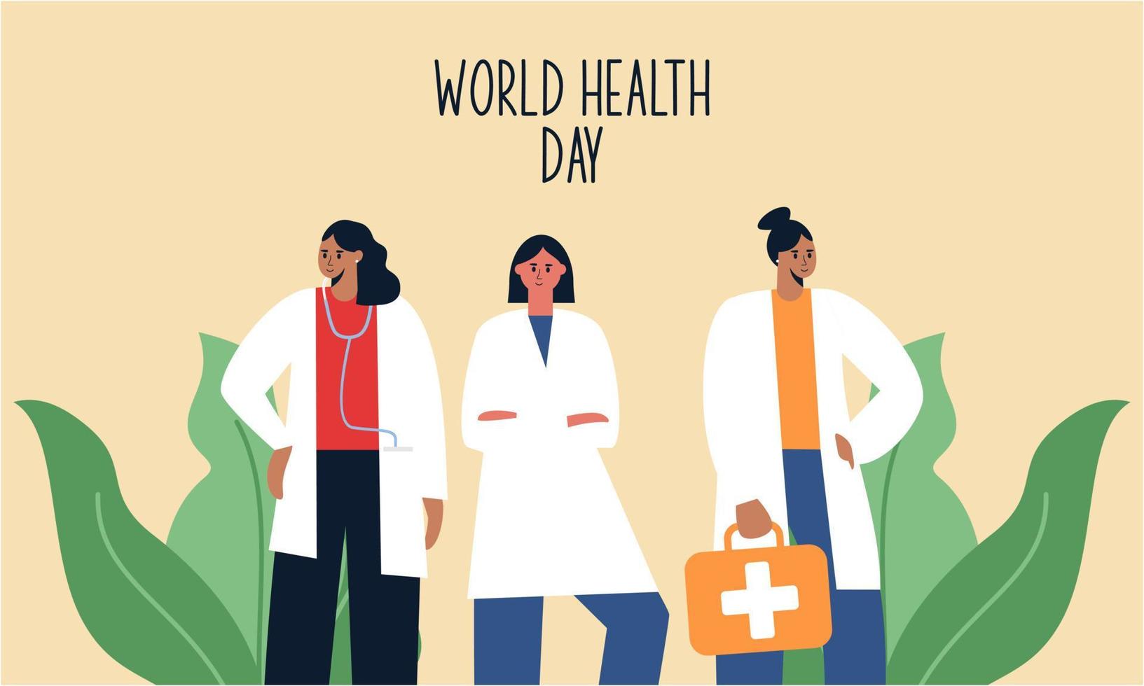 World health day illustration concept with characters people illustration vector