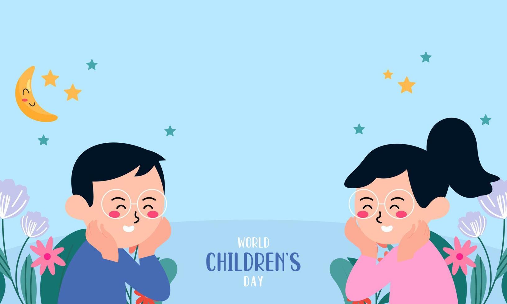 Flat world children's day background vector