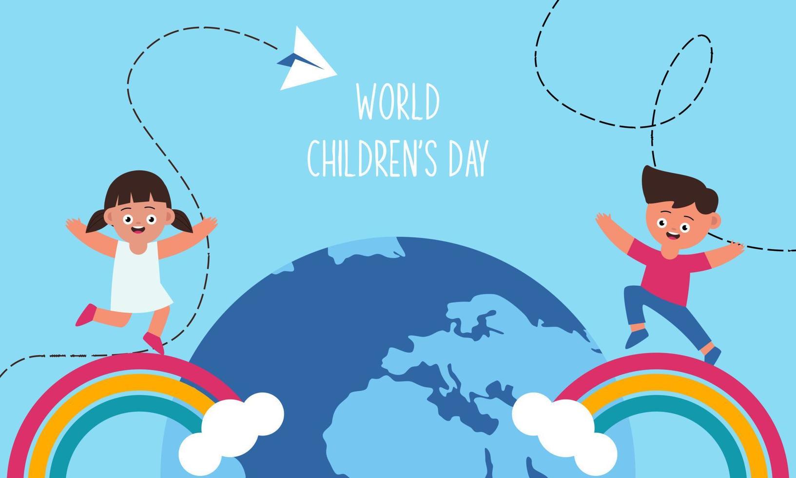 Flat world children's day background vector