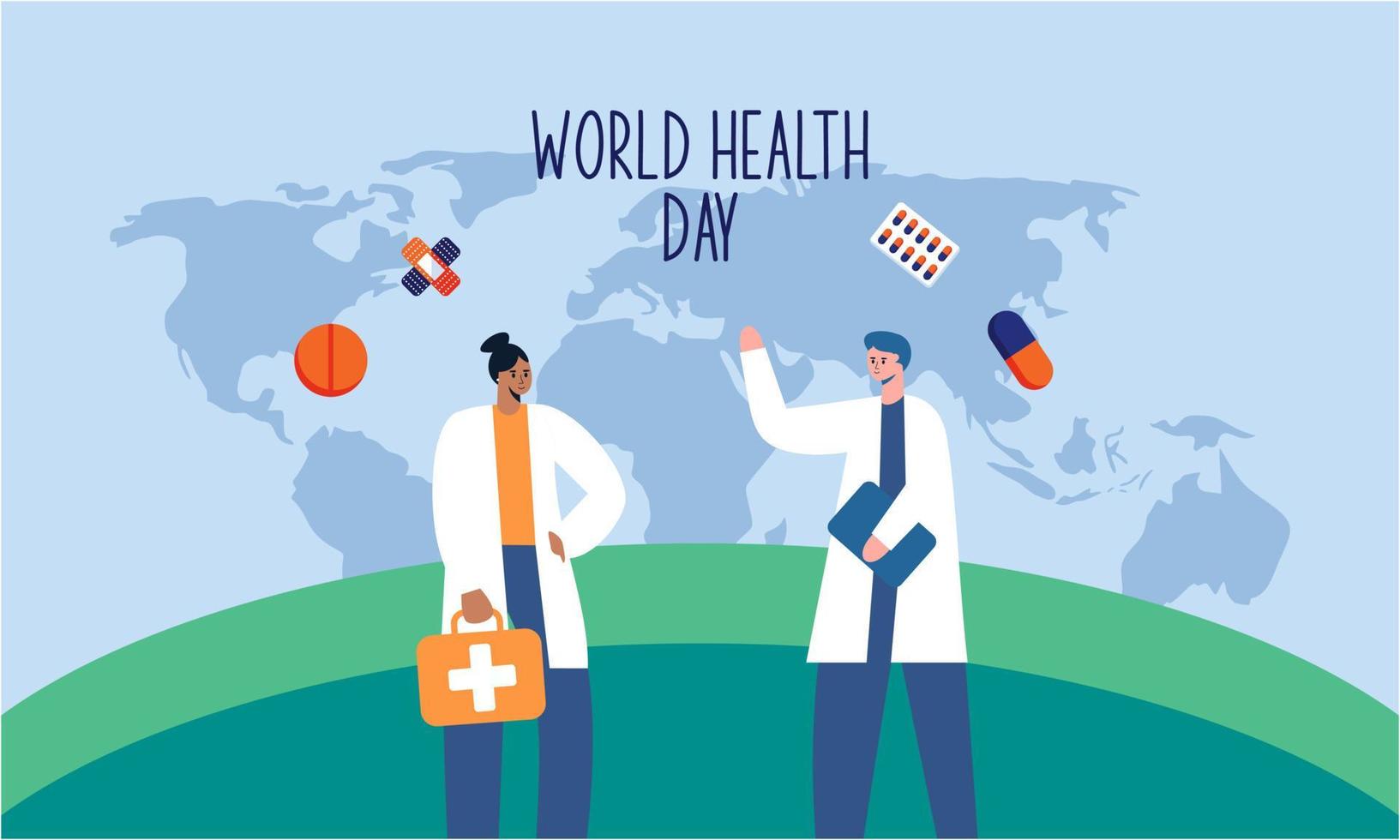 World health day illustration concept with characters people illustration vector