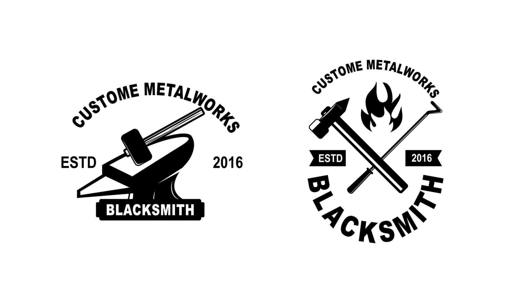 Blacksmith and iron works emblems design element for logo vector