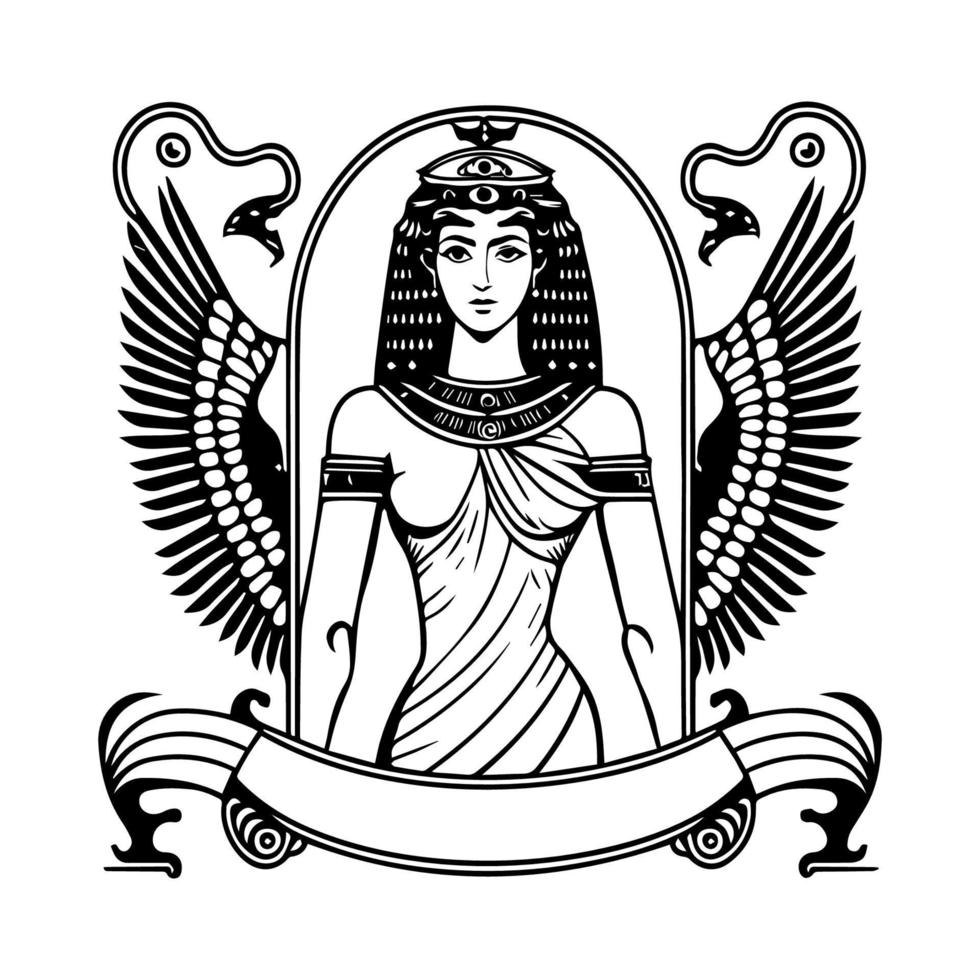 Make a statement with our Cleopatra logo illustration. This regal and timeless design features the iconic queen of Egypt, exuding power, beauty, and sophistication vector