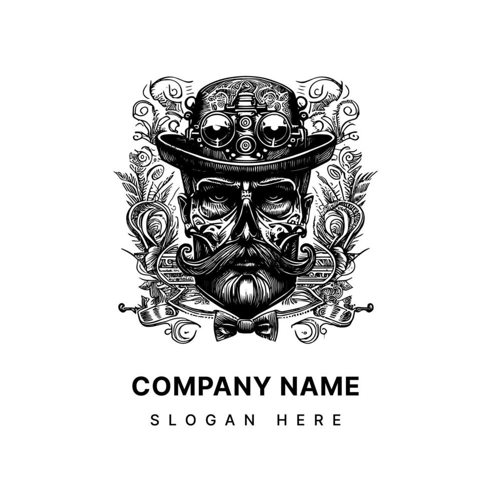 Steampunk Skull Logo combines the edginess of a classic skull design with the intricate details of steampunk fashion. The result is striking and captivating image that embodies the creative and rebel vector