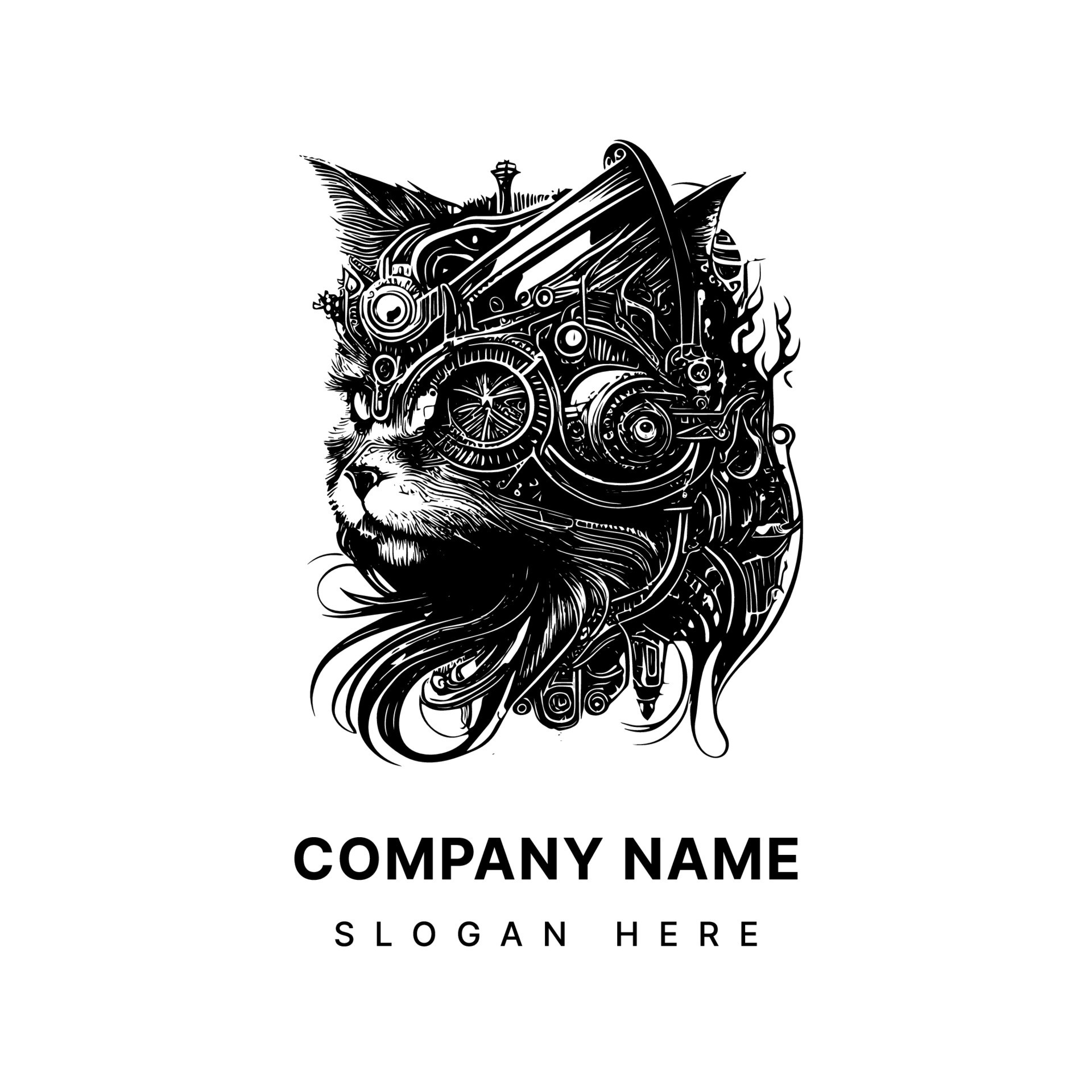 Steampunk Longhair Cat Logo is a unique and charming blend of Victorian